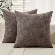 Burlap Linen Throw Pillow Covers 18x18 Inch Dark Coffee Decorative Pillow