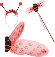 1 Set Ladybug Wings Ladybug Dress Ladybug Fairy Wing Roleplay Costume Adult Costume Alien Headband Ladybug Party Favors Decor Girl Three Piece Suit Red Child Iron Wire