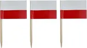 JAVD CYPS 100 Pcs Poland Flag Poland Toothpick Flags, Small Mini Stick Cupcake Toppers Poland Flags,Country Picks Party Decoration Celebration Cocktail Food Bar Cake Flags