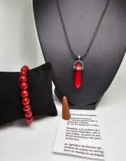 CUARZO ROJO PULSERA MAS COLLAR ORACION INCIENSO INSTRUCCIONES
