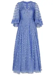 Needle & Thread Shimmer Wave Sequin-embellished Tulle Gown - Blue - 14 (UK14 / L) 14 (UK14 / L)