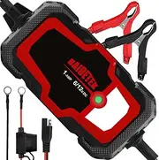 BAIDETEK 1A Car Battery Charger, 6V and 12V Fully Automatic Trickle Charger, Smart Battery Maintainer for cars, Motorcycle, Boat, Truck, Lawn Mower, Marine Lead Acid Batteries