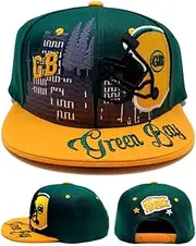 Green Bay New Leader Basic Downtown GB Cheesehead Green Gold Era Snapback Hat Cap, Green, One Size
