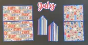 #2553 JULY 7 PIECE PREMADE SCRAPBOOK MAT SET JUNK JOURNAL EPHEMERA - TONYA