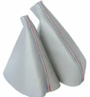 Vinyl Light Gray w/M Style Manual Shift & EBrake Boots SET Fits 99-06 BMW E46