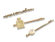 CHANEL | COCO VIP Gift Hair Accessories Set Of 3 Gold Toned Metal Hair Clips NEW