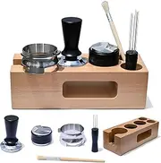 6 in 1 Espresso Tamping Station Set, 54mm Espresso Tamper/Coffee Distributor/Dosing Funnel/Espresso Stirrer with Cleaning Brush, Barista Espresso Kit