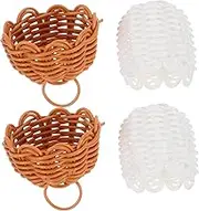 WHAMVOX 2pcs Mini Rattan Woven Purse Bags Stylish Pine Treat Bags for Party Favors Christmas Presents Home Decor Material