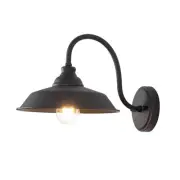 Farmhouse Outdoor Gooseneck Barn Wall Light with 10" Dome Matte Black