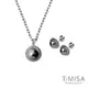 【TiMISA 純鈦飾品】珍心真意-黑珍珠 純鈦耳環+項鍊套組