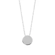 14K White Gold Mini Engravable Disk Pendant Necklace, 16" To 18" Adjustable