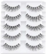 3D False Eyelashes, Natural Eyelashes, Pure Handmade Natural Look Fluffy Artificial Eyelashes, Multipack Strip Lashes 5 Pairs (HS17-7)