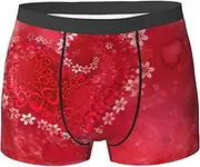 [EdWal] Valentine's Day Red Heart Flower print Soft Men's Underwear Boxer Briefs Comfortable Underwear Boxer Briefs for Men 1Pack