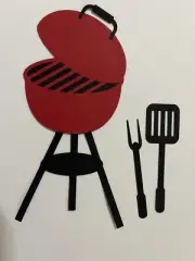 Grill with utensils paper piecing set hand made w/cardstock scrapbooking