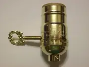 3 WAY SWITCH BRASS PLATED LAMP SOCKET WITH METAL TURN KEY NEW 306065K