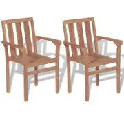 Stackable Garden Chairs 2 pcs Solid Teak Wood