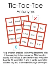 Teacher Depot Math Center Learning Resource Game Tic-Tac-Toe Antonyms