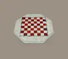 15'' white Marble Chess Table Top Pietra Dura Inlay Children Game Kids c6