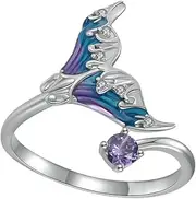 [Generic] Cute Rings for Girls | Zircon Fish Tail Open Rings | Cute Girls Jewelry, Elegant Rings for Daily Life, Valentine's Day, Wedding