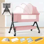 Pink Baby Bassinet Cot Crib Bedside Sleeper Infant Newborn Foldable Bed Cradle