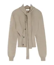 Twisted Cardigan With Scarf M light taupe