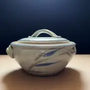 Handmade Studio Signed Pottery Baking Dish With Lid