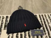 Polo Ralph Lauren Wool Blend Ribbed Cuff Knit Beanie Hat Blue/Red Men’s One Size