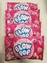 4 Bags: Charms Blow Pops Cherry Bubble Gum Filled Lollipops 11.5oz. ea. - 3C