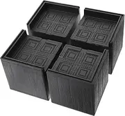 [DOITOOL] 4 Pcs Bed Risers Furniture Riser Blocks Elevation in 4 Inch Non-Slip Base Heavy Duty Bed Lifts for Couch Table Chair Sofa Desk Leg