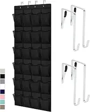 Gorilla Grip Slip Resistant Breathable Space Saving Mesh Large 24 Pocket Shoe Organizer, Up to 40 Pounds, Over the Door, Sturdy Closet Storage Rack Hangs on Closets for Shoes, Sneakers, Black