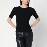 [Courrèges] Black ribbed sweater in cotton and wool M Black