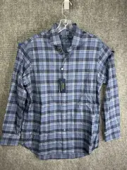 NWT Polo Ralph Lauren Blue Check Plaid Flannel Button Up Shirt Msrp $148 Men Lrg