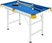 Billiards Table, 47" Folding Pool Table with 16 Balls, 2 Cues, 2 Billiard Chalks, Triangle Rack & Table Brush, Portable Snooker Table Game Set for Home Party Gathering Stress Relief Adults