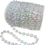 99Ft Crystal Bead Garland for Christmas Tree Decorations, Iridescent Acrylic Bea