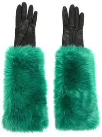 在飛比找Farfetch優惠-faux-fur long leather gloves