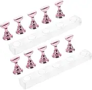 SOESFOUFU 2 Sets Nail Art Practice Tool Magnetic Nail Tips Stand Holder with Acrylic Base Easy to Install Flexible and Stable Support