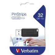 Verbatim Black Store'n'Go Pinstripe 32GB Storage USB Stick Drive For PC/Laptop