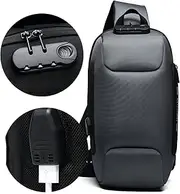 [OZUKO] sling bag for men anti theft backpacks with usb charger Travel Hiking Chest Bag Daypack water proof