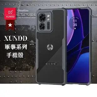 XUNDD訊迪 軍事防摔 Motorola edge 40 鏡頭全包覆 清透保護殼 手機殼(夜幕黑)