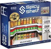 Expandable 2 Tiered Spice Rack Organizer for Cabinet & Pantry-Kitchen Seasoning