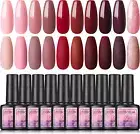 COSCELIA Gel Nail Polish Set 10 Colors Pink Red Glitter Nail Polish Gel Set Gel