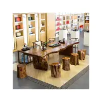 在飛比找ETMall東森購物網優惠-2023款實木茶桌椅組合茶臺原木新中式大板茶桌簡約茶桌原木茶