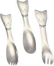 KOCKSHION 3pcs Stainless Steel Forks Spoons Salad Fork Ice Spoon Home Kids Serving Utensils Set