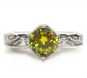 2CT Peridot & Topaz 925 Solid Sterling Silver Ring Jewelry Sz 8