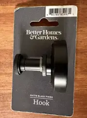 Better Homes & Gardens Grayson Coat Hook, Matte Black, 35 lb Limit
