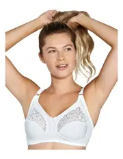 [Naturana] Supportive Soft Cup Wirefree Cotton Bra in White