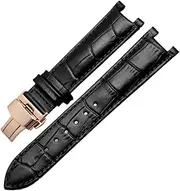 [NFGZFNMKYW] Notched Watchband Crocodile Grain Watch Strap Fit For GC Fit For Guess Fit For Pasha Leather Waterproof Wristband 20 * 11mm 22 * 13MM Men(A-black-a-rose gold,20-12mm)