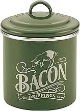 Ayesha Curry Enamel on Steel Bacon Grease Can/Bacon Grease Container - 4 Inch, Green