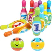 BIUDECO 1Set Colorful Bowling with Pins and Balls for Indoor and Outdoor Educational Game to Coordination and Math Skills