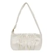 2 Pcs Casual Pleated Shoulder Bag Women PU Leather Evening Totes Clutch Travel Handbag Fashion Exquisite Shopping Bag